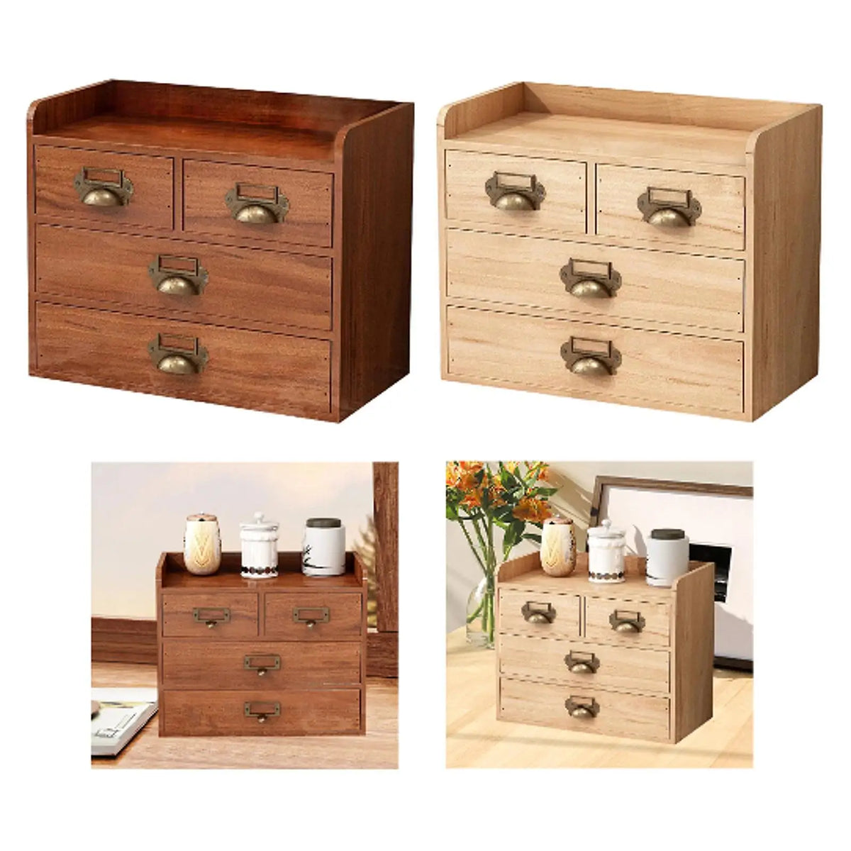 Desk Drawer Organizer Wooden Storage Box Farmhouse Home Decor Dresser Organization for Entryway Daily Use Toiletry Closet Quake