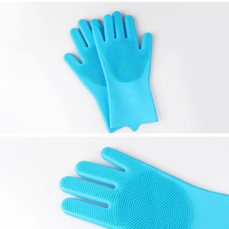 Silicone Pet Bath Gloves Anti Scratch Bite Resistant Dog Cat Massage Brush Hair Removal Grooming Deep Cleaning Washing Gloves Quake