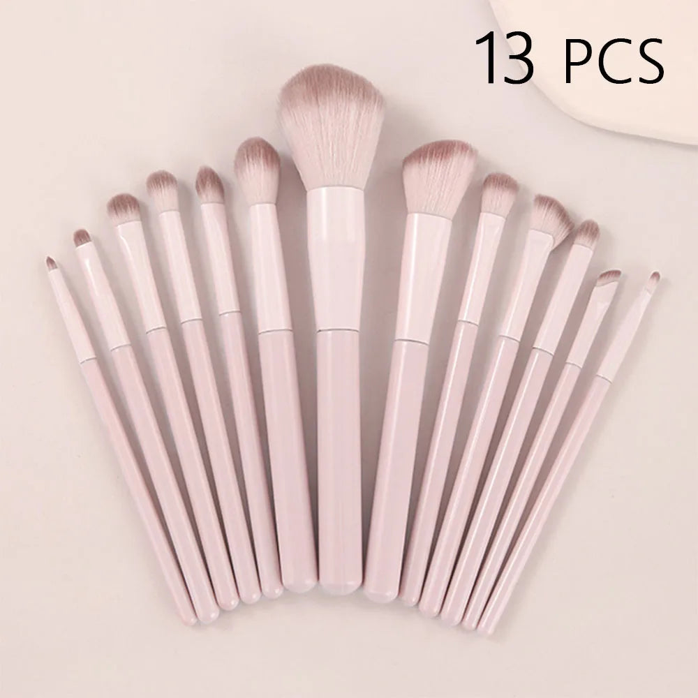 13 PCS Full Set Soft Makeup Brush Kit with Powder, Blush, Foundation, Eyeshadow Brushes Quake 13 pcs