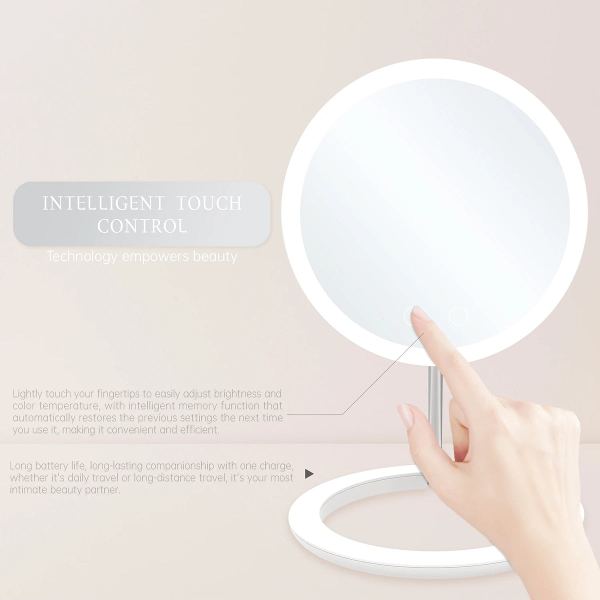 LED Makeup Mirror 3 Color Light Adjustment Light Up at a Touch Ultra Long Endurance Folding portable travel makeup mirror Quake