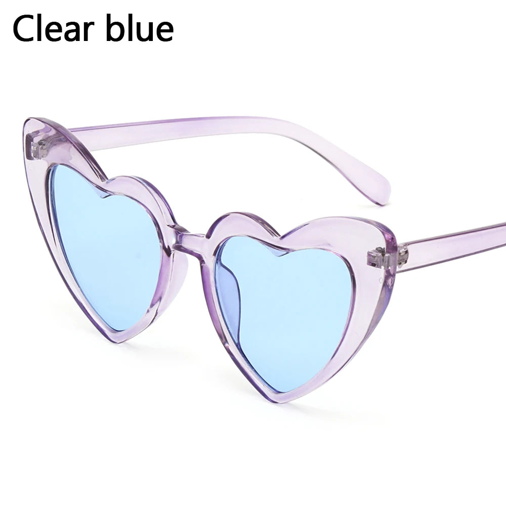 Fashion Heart-Shaped Sunglasses for Women Summer UV400 Sun Glasses Brand Design Love Heart Shades Trendy Street Snap Eyewear Quake Clear blue
