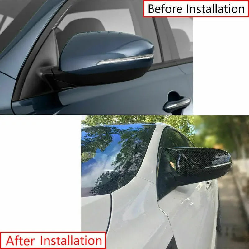 For Kia Optima K5 2011-2015 Car Sticker Rearview Side Mirror Cover Wing Cap Exterior Door Rear View Case Trim Carbon Fiber Look Quake