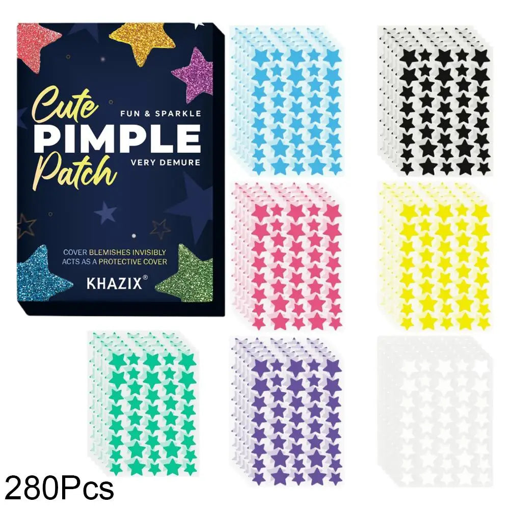 Colorful Stars Pimple Patches, 240/280PCS Cute Acne Blemishes Covering Stickers Invisible Hydrocolloid Acne Patch Zit Stickers Quake C-280pcs