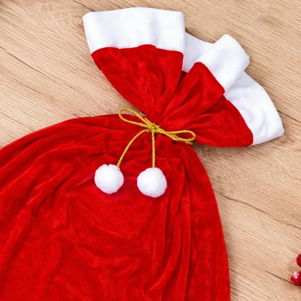 Extra Large Santa Claus Gift Bag with Drawstring Large Capacity Red Velvet Bags for Xmas Present Storage Christmas Decoration Quake