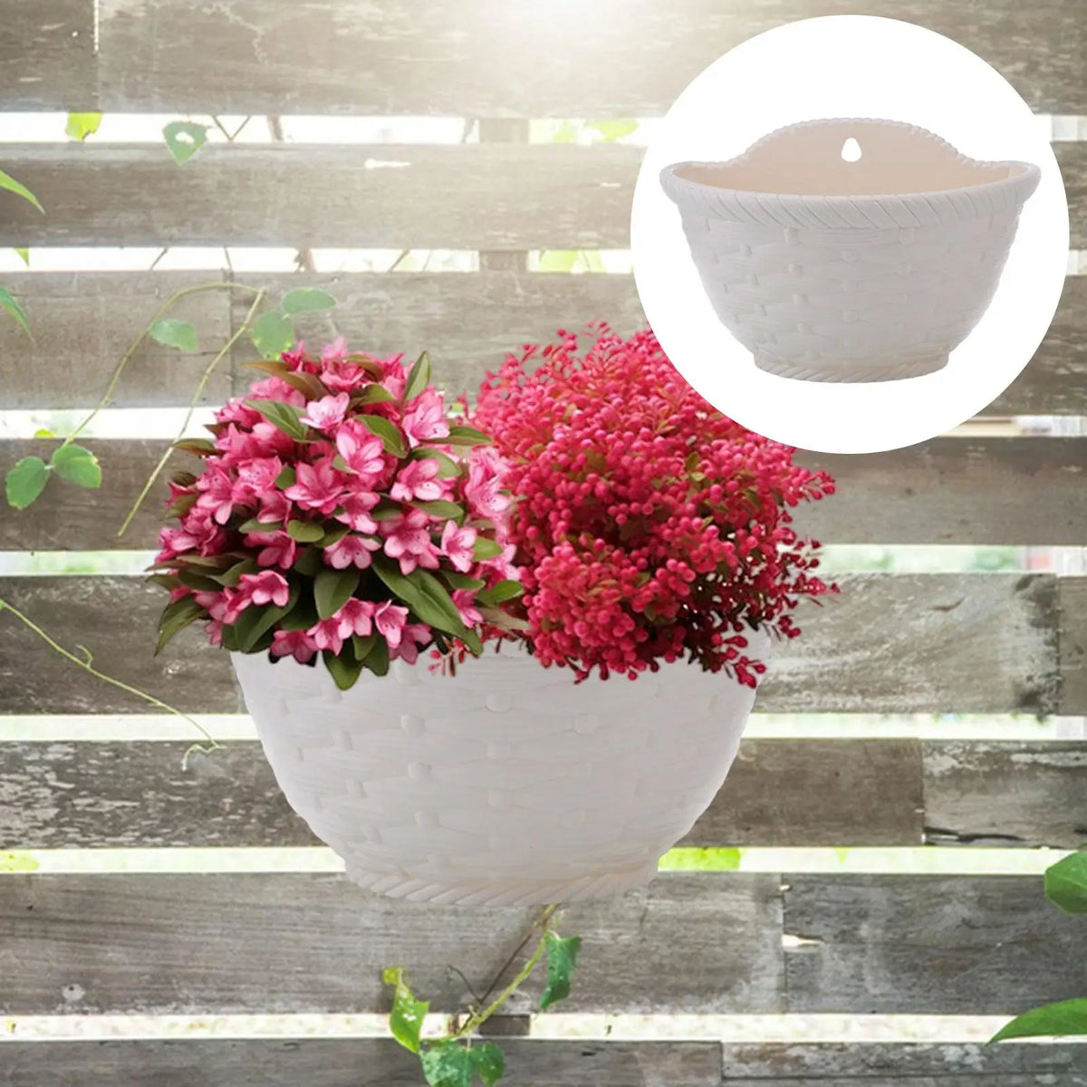 Hanging Flower Pot Wall Mounted Flower Holders Hanging Fence Planter for Yard Indoor Outdoor Backyard Balcony Home Decoration Quake Beige