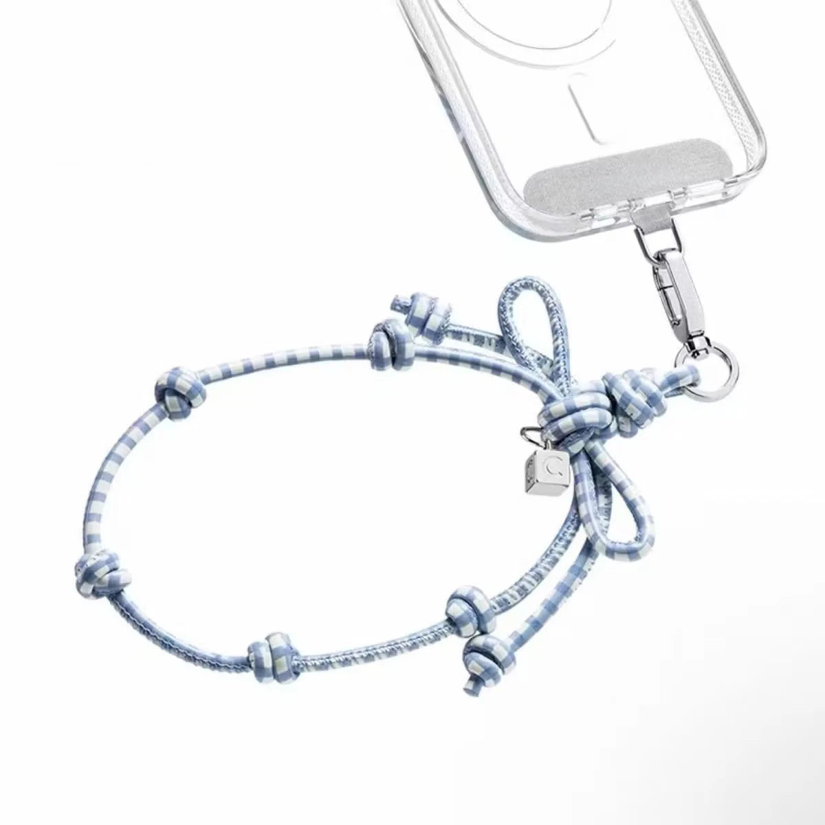 Purple Blue Plaid Rope Knot Phone Charm Accessories for Galaxy for IPhone 13 14 15 16 17 18 Pro Max Case Quake