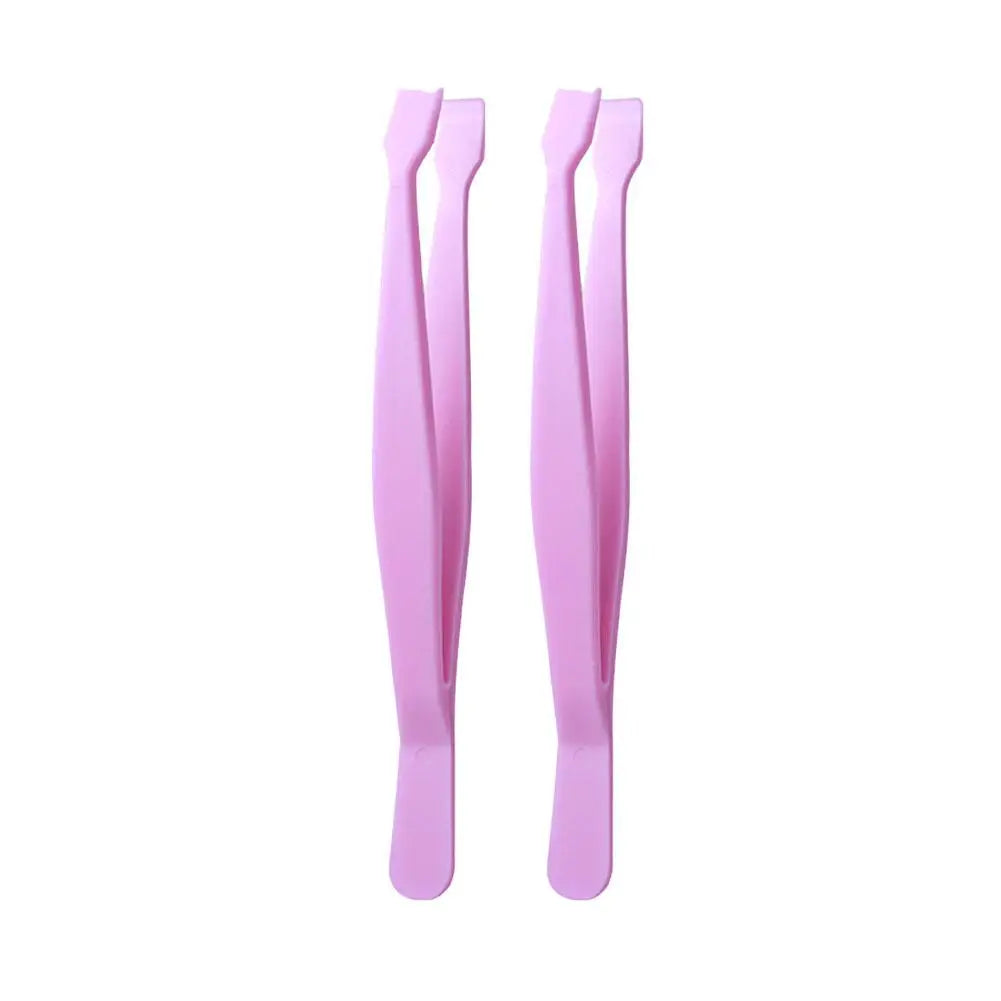 Lower Eyelash Tweezers Stainless Steel Eyelash Cluster Applicator Tweezers Lash Applicator Tool for Travel Salon Separating 2PCS Quake E