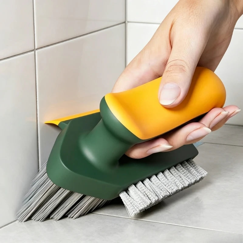 2 in 1 Gap Cleaning Brush Multifunctional Scrub Brush with Squeegee for Bathroom Floor Tile Grout Corner Kitchen Cleaning Tool Quake