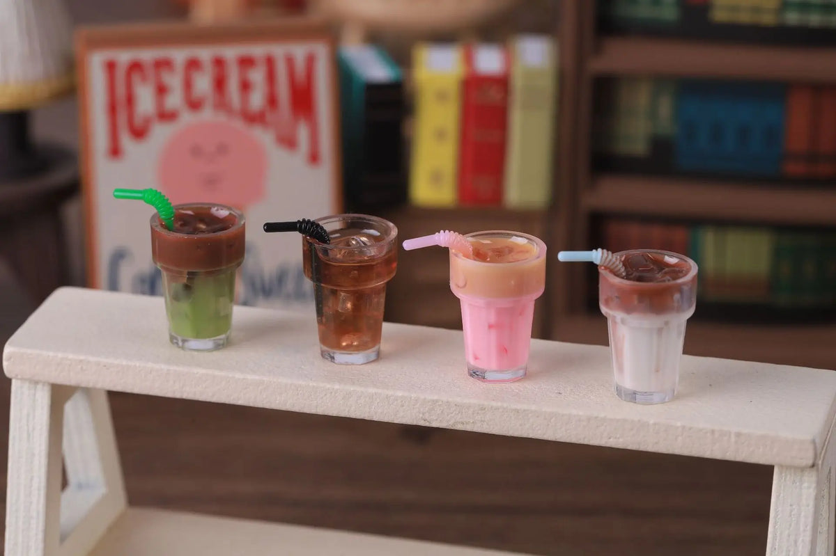 20pcs Miniature Resin Ice Coffee Drink Straw Juice Cup Simulation Food DIY Kitchen Food For Dollhouse Jewelry Making Accessories Quake