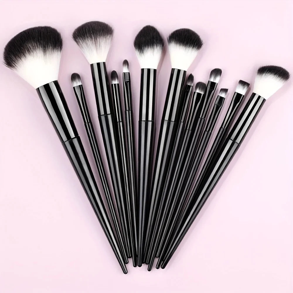 Makeup Brushes Set 13Pcs Premium Synthetic Brush Foundation Powder Blending Concealer Eyeshadow Blush Cosmetics Brushes Travel Quake BK-WH
