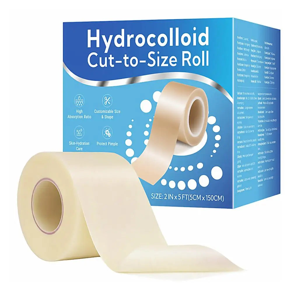 Large Hydrocolloid Roll, Hydrocolloid Patch Cut-to-Size Roll Self-Adhesive, Waterproof, Absorbent, Flexible, Clean & Easy to Use Quake A