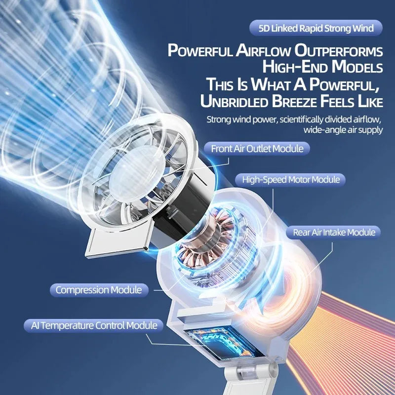 Magnetic Folding Small Fan Powerful Cold Air For Rapid Cooling With Soft Fill Light Suitable For Live Selfies And Summer Travel Quake