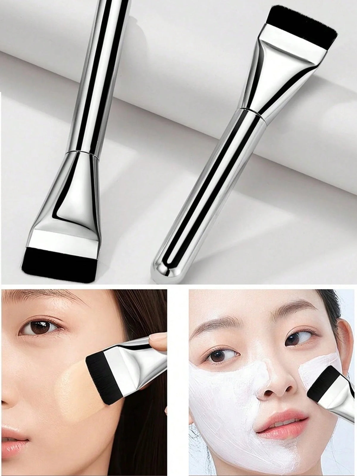Foundation Brush with a Flat Blade-Shaped Head, Ultra-Thin and Traceless Liquid Foundation Brush, Flat Silicone Mask Brush, Makeup Tool Quake