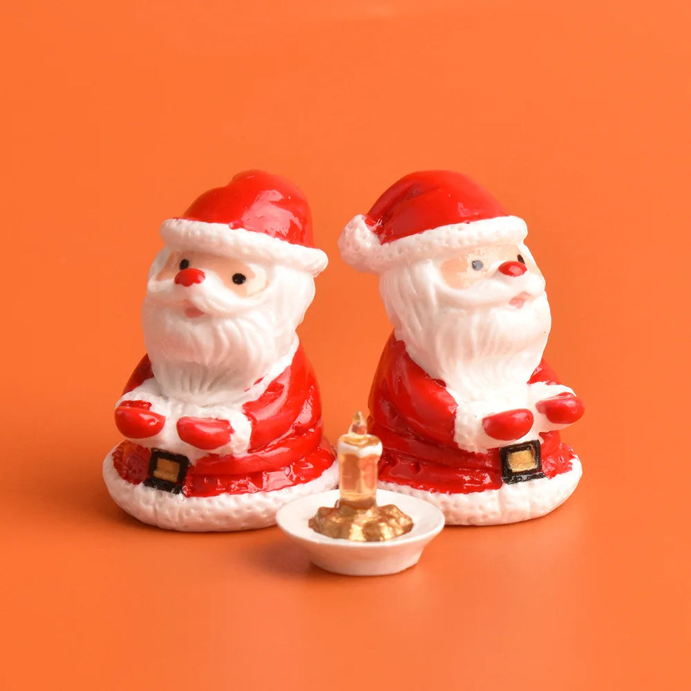 10pcs Christmas Santa Claus Candlestick Flatback Resin For Decor Miniature Food Play Ornament DIY Micro Landscape Accessories Quake