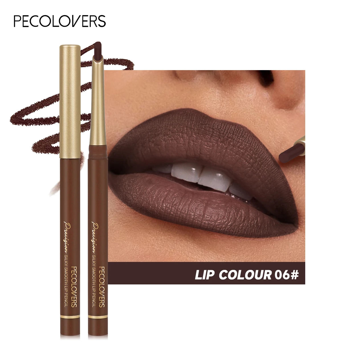 1pc Matte Lip Liner Pencil - Smooth Precision & High Endurance, Long-Lasting Wear, Lip Liner & Lipstick, 6 Shades, Easy To Use Quake 06