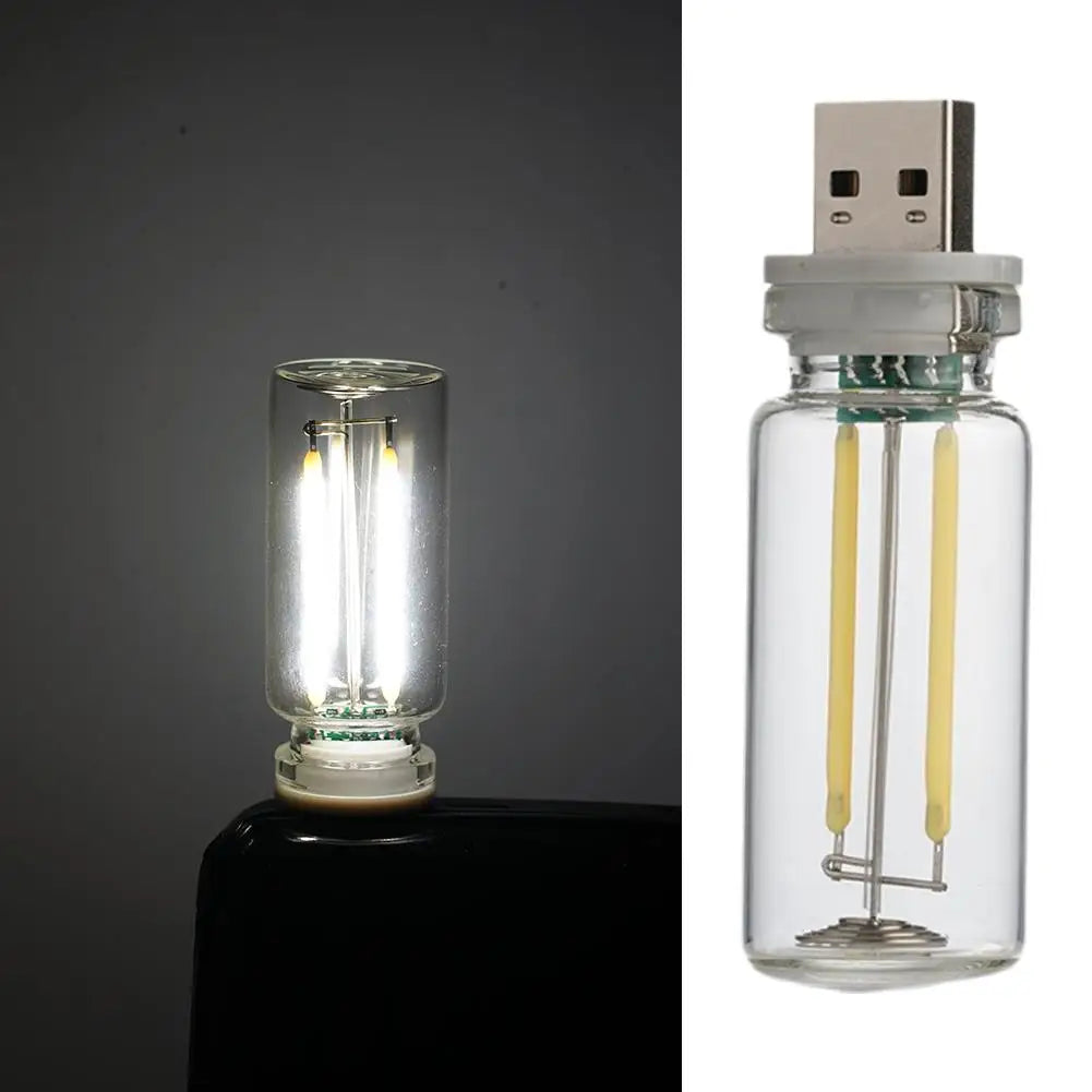 Car USB Night Light Touch control Dimmable LED Filament Lamp USB Plug and Play Decorative Atmosphere Light for Car Bedroom Quake G