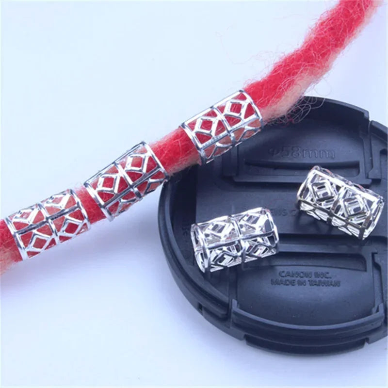Hair Braided Wig Jewelry Hair Extension Rings Buckle Metal Hollow Out Iron Flower Tube Hair Ring Buckle Headdress Styling Rings Quake