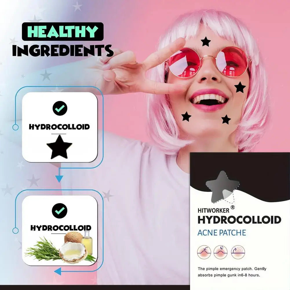 200/400PC Colorful Star Acne Patches Cute Pimple Treatment Stickers Hydrocolloid Invisible Cover for Zits & Blemishes Quake