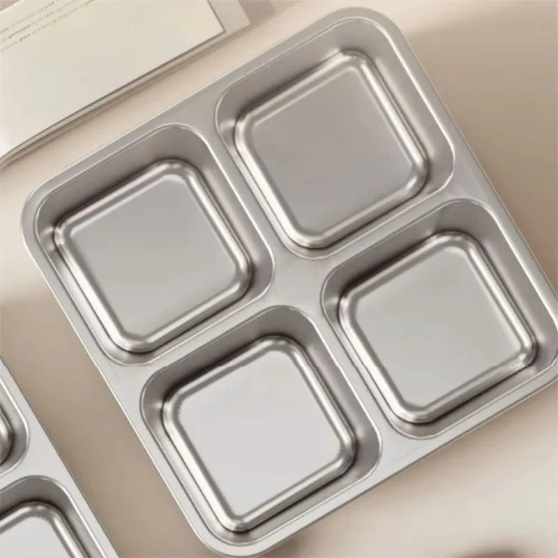 Stainless Steel Compartment Food Container Sealed Lunch Box with Lid Refrigerator Storage Box for Light Meal Fat Loss Food Prep Quake