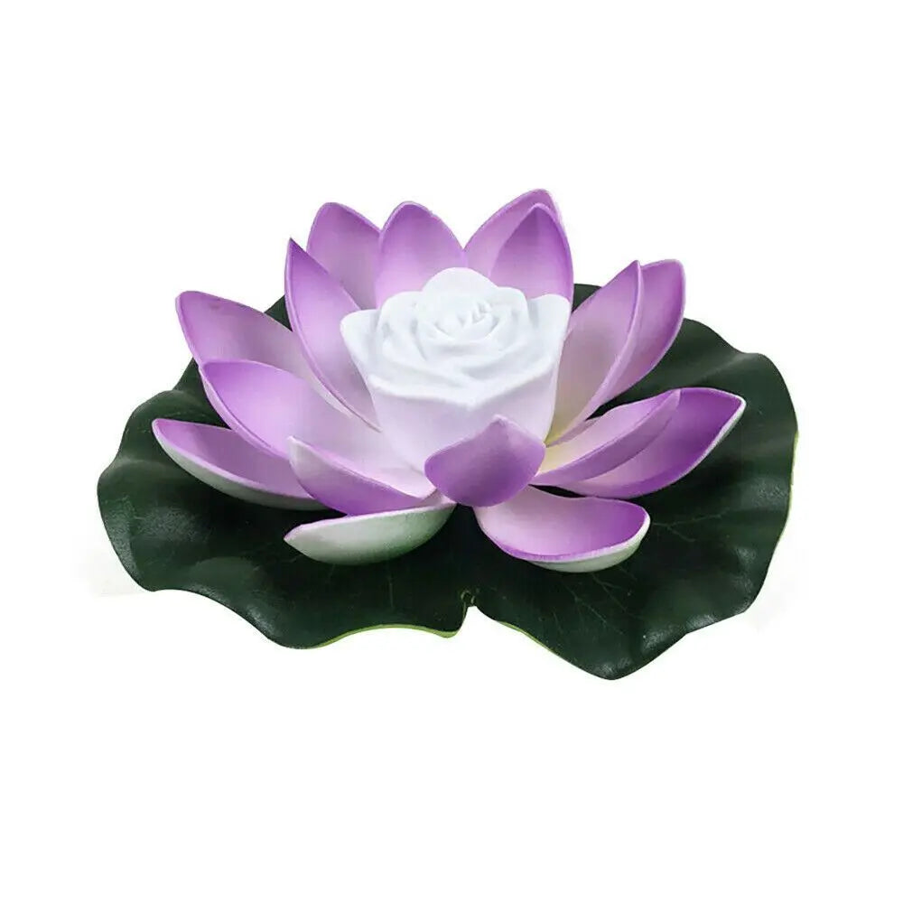 Solar Powered Buddhist Prayer Floating Lighting Decoration Fountain Pool Pond Lamp Wishing Lamp Flower Light Lotus Lamp Quake blue