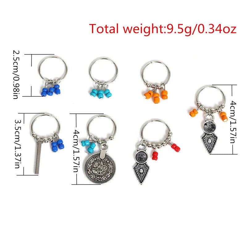 5-10pcs/set Hair Braids Tools Hair Accessories Personality DIY Pendant Coin Ring Leaves Pendant Rings Decor Braiding Hair Braids Quake