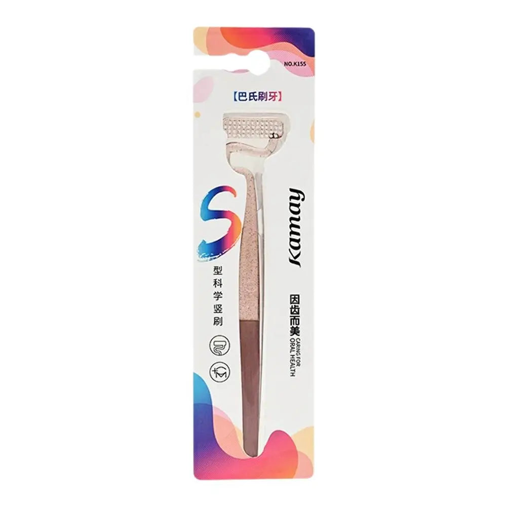 S-shaped Vertical Brushing Toothbrush Soft Bristle Teeth Gap Cleaning Tongue Scraping Gum Massage Bass Method Toothbrush For Men Quake C