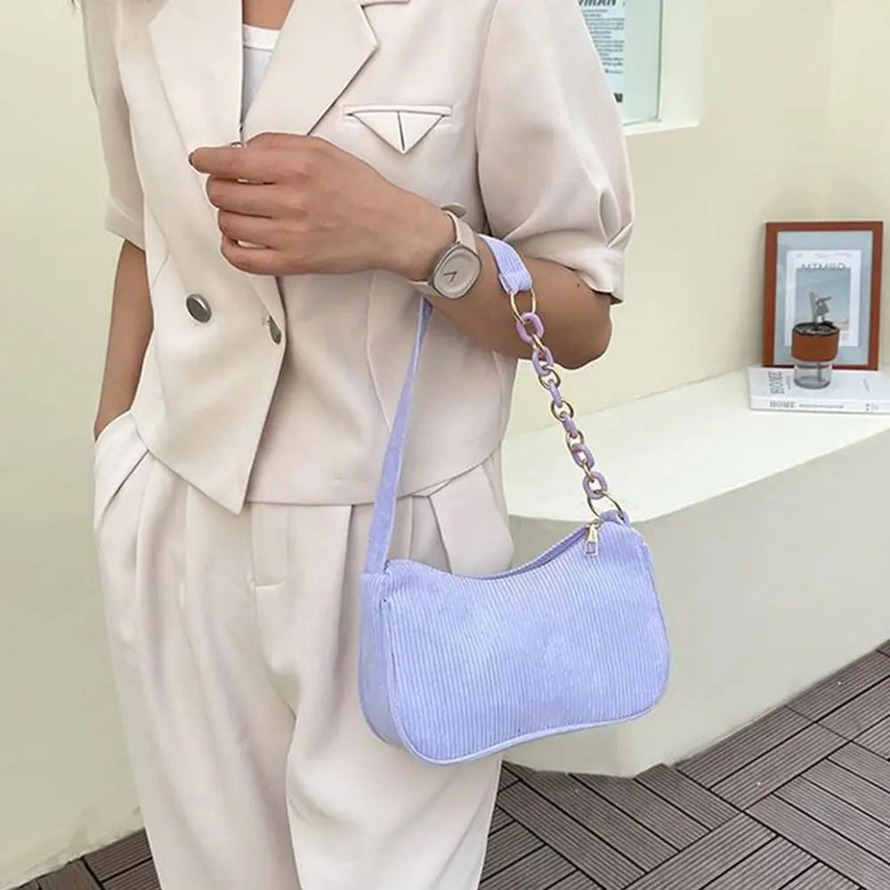 Fashion Vintage Handbags Women Autumn Winter Corduroy Underarm Bag Zipper Shoulder Small Bags Female Soft Casual Clutch Handbag Quake