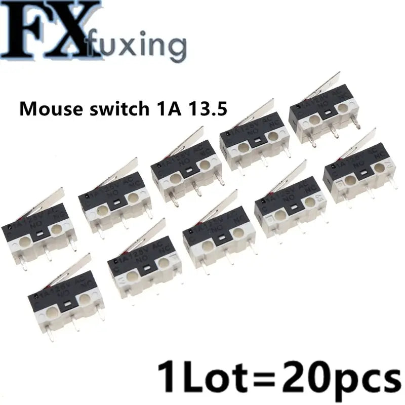 20PCS Limit Switch Push Button Switch 1A 125V AC Mouse Switch 3Pins Micro Switch Stalk Length 13.5mm Quake Default Title