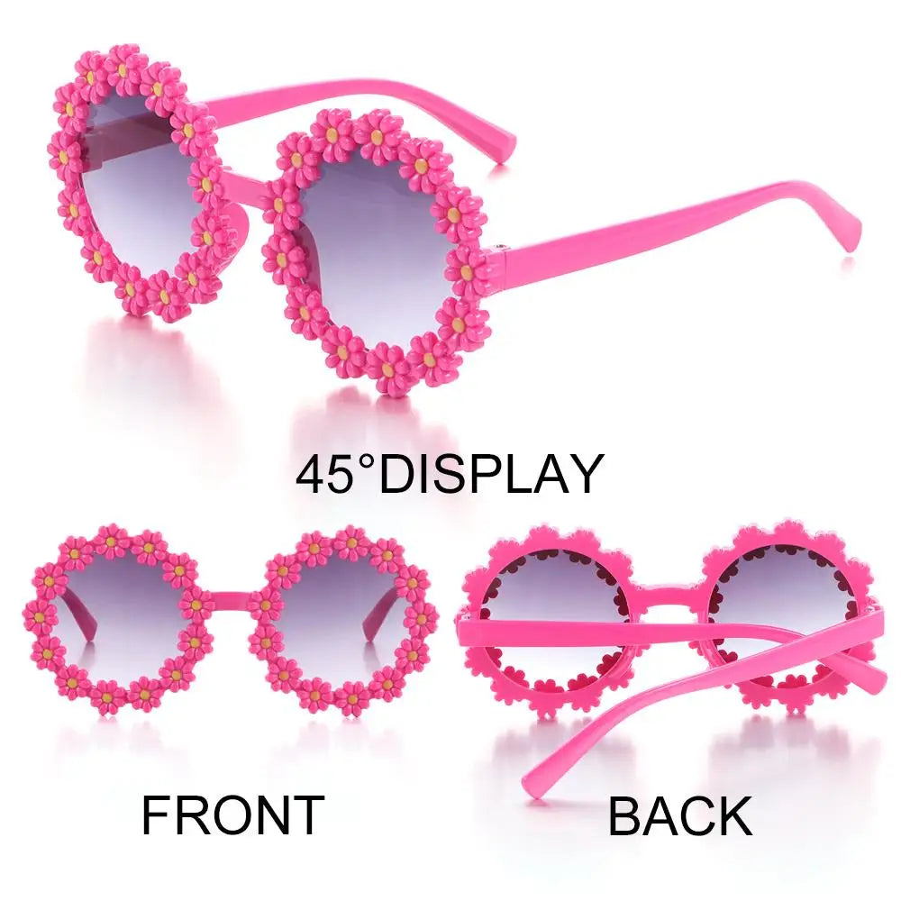 Round Flower Sun Glasses for Kids Cute Daisy Sunglasses Children Outdoor Sun Protection Shades Fashion Funny Party Eyewear Quake