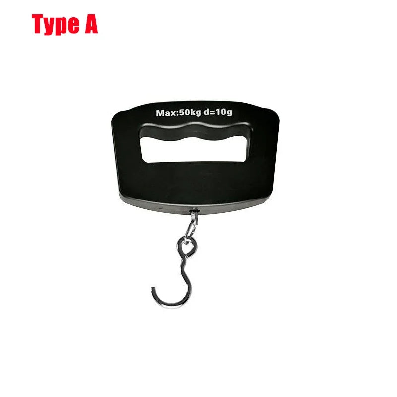 50kg/110lb Portable Scale LCD Digital Luggage Suitcase Scale Handled Travel Baggage Bag Fish Weighting Hook Hanging Scales Quake black