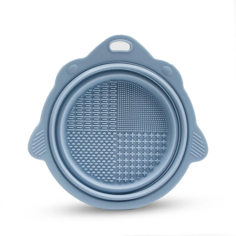 Makeup Brush Cleaner Cleaning Bowl Brush Tool Set Thorough Cleaning Without Hurting Bristles Wet & Dry Powder Puff Dry Cleaner Quake blue