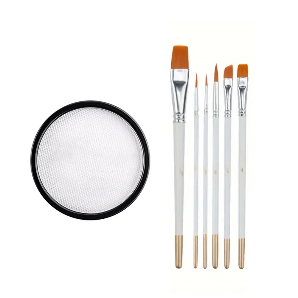 30G Water Monochromatic Face Body Painting Palette Halloween Festive Washable face and body paint Makeup Costume Body Partie Quake 2 PCS white