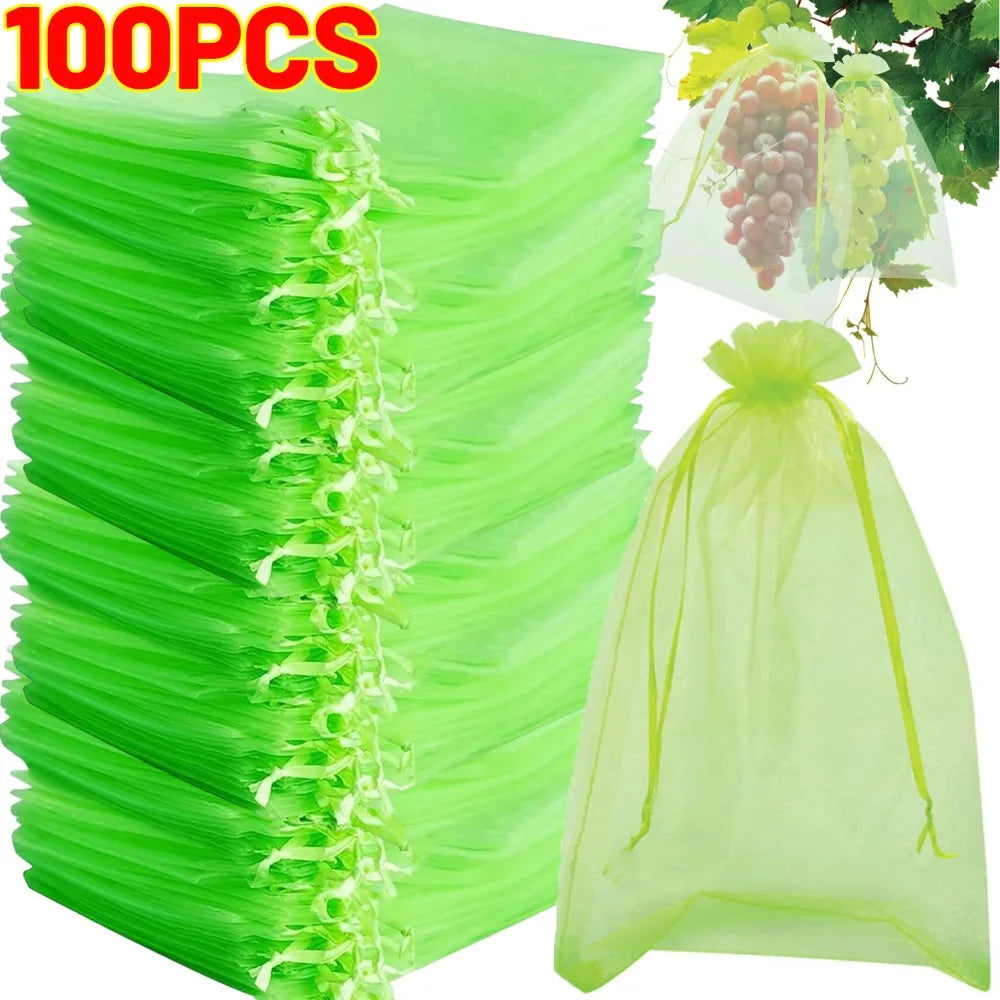 Fruit Protection Mesh Bags Reusable Insect Proof Drawstring Bags Pest Barrier Covers for Fruit Trees Plants Home Garden Supplies Quake