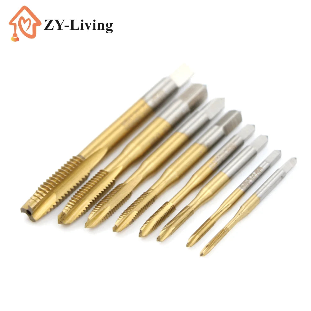 1Pcs M2/M2.5/M3/M3.5/M4/M5/M6/M8 HSS Metric Straight Flute Thread Screw Tap Plug Tap Quake