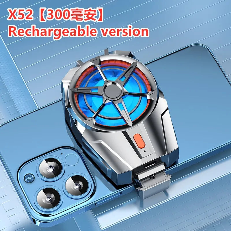 300Mah rechargeable mobile phone air cooler X52 Mobile phone cooling fan Mobile phone radiator back clip for iPhone Samsung Quake X52 300Mah Silver