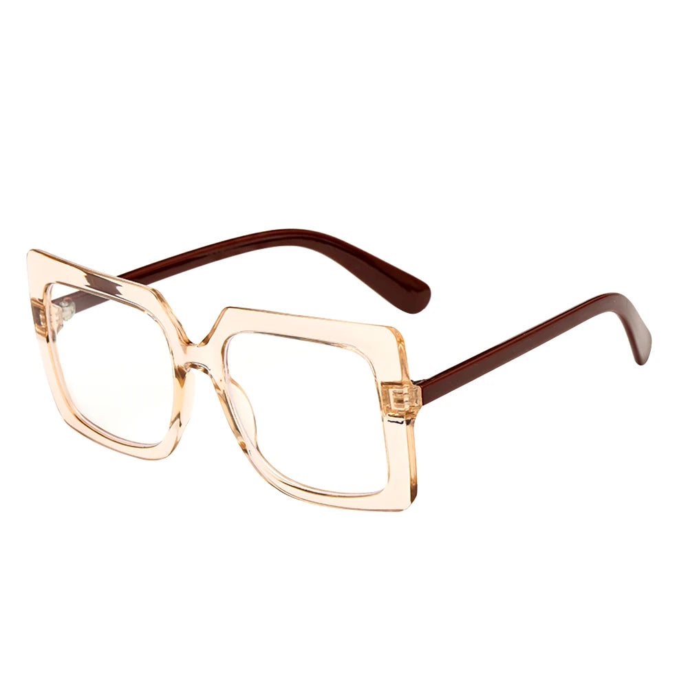 High-definition Anti Blue Light Glasses for Women Men Trendy Big Frame Office Computer Goggles Fashion Blue Ray Blocking Eyewear Quake champagne