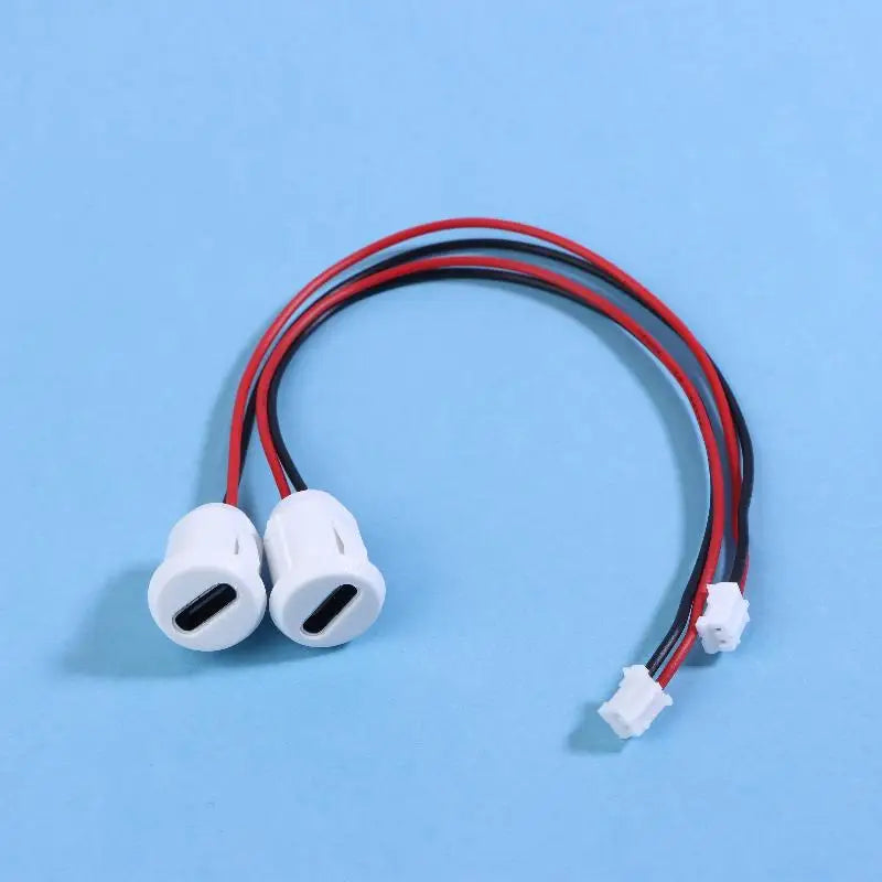 2/5/10PCS USB-C Connector Type-C Female Chassis 2 Pin Type-C Female Socket Connector Waterproof Jack Female Charging Port 3A Quake 2Pcs White