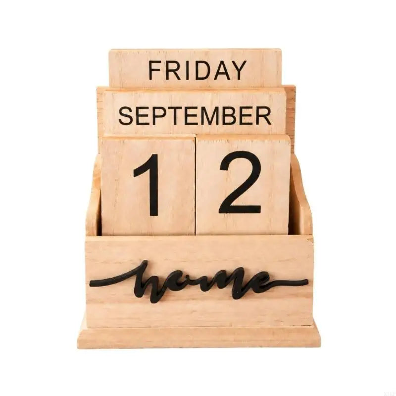 Manual Desk Permanent Calendar with Large Printed Weekday, Month and Date Cubes, No Batteries Required for Desk Use K1KF Quake C CN