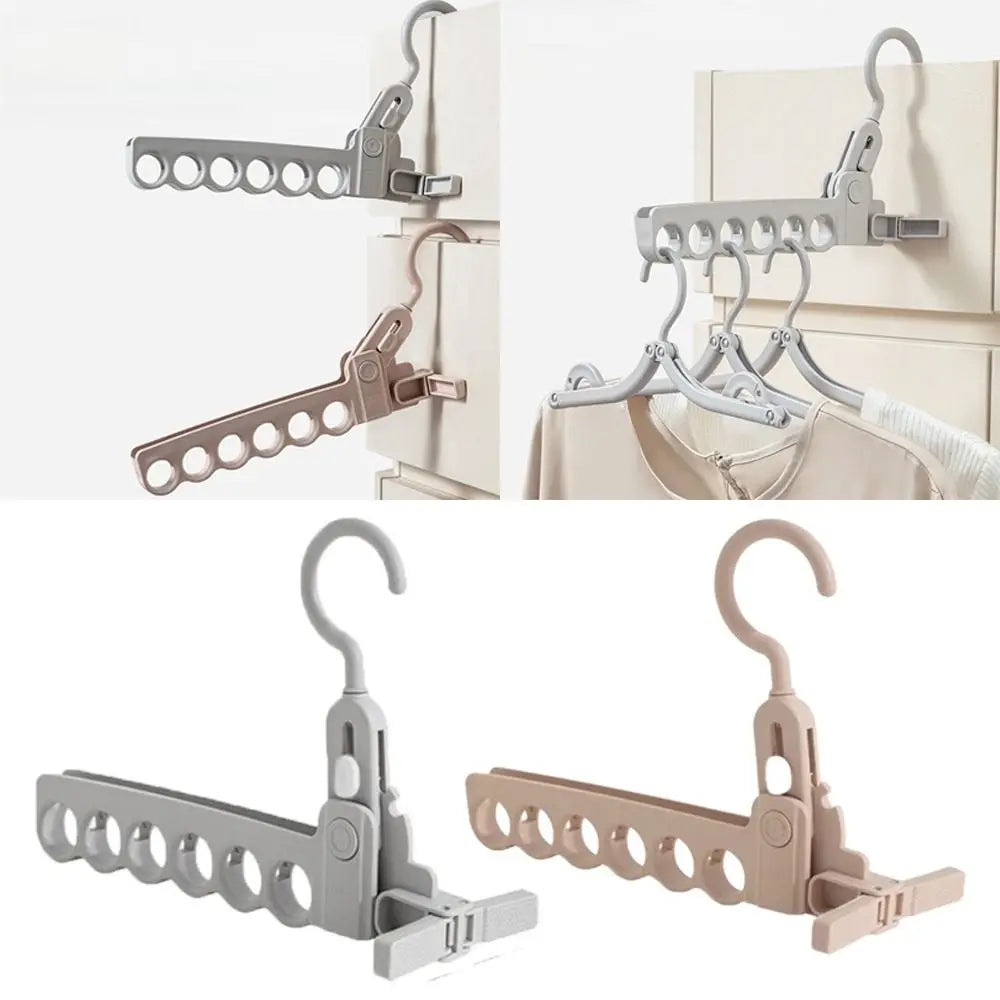 New 6 Hole Clothes Hanger Foldable Plastic Clothing Organizer Lightweight Space Saving Jacket Drying Rack for Outdoor Travel Quake