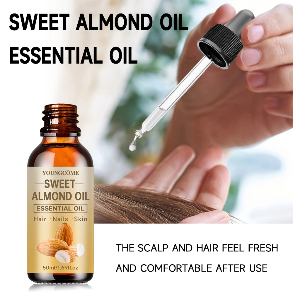 Pure natural sweet almond oil essential oil, hair moisturizer, suitable for hair, face and body,suitable for all hair types Quake