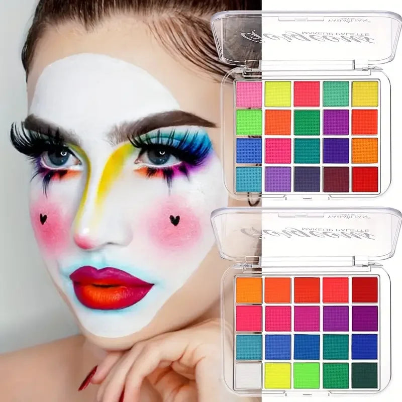 20 Colors UV Black Light Makeup Neon Face Body Painting Palette Luminous Makeup for Carnival Halloween Masquerade Music Festival Quake