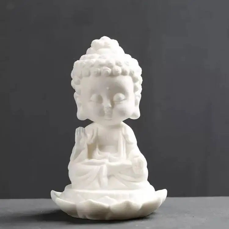 Buddha Tea Pet Ornament Zen Small Buddha Statue Home Decor Display Shelf Decoration Car Ornament Ceramic Crafts Small Figurine Quake Lotus Little Buddha