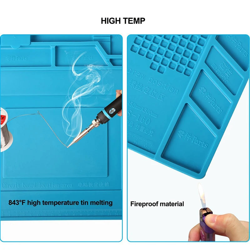 ESD Heat Insulation Working mat Soldering Station Iron Phone Computer Repair Mat Magnetic Heat-resistant BGA Insulator Platform Quake