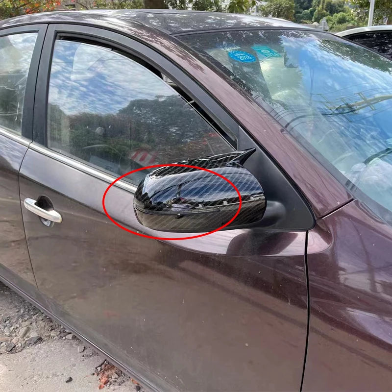 For KIA K3 Forte Cerato Ceed 1 2009-2013 Car Rearview Side Mirror Cover Wing Cap Exterior Sticker Door Case Trim Carbon Fiber Quake