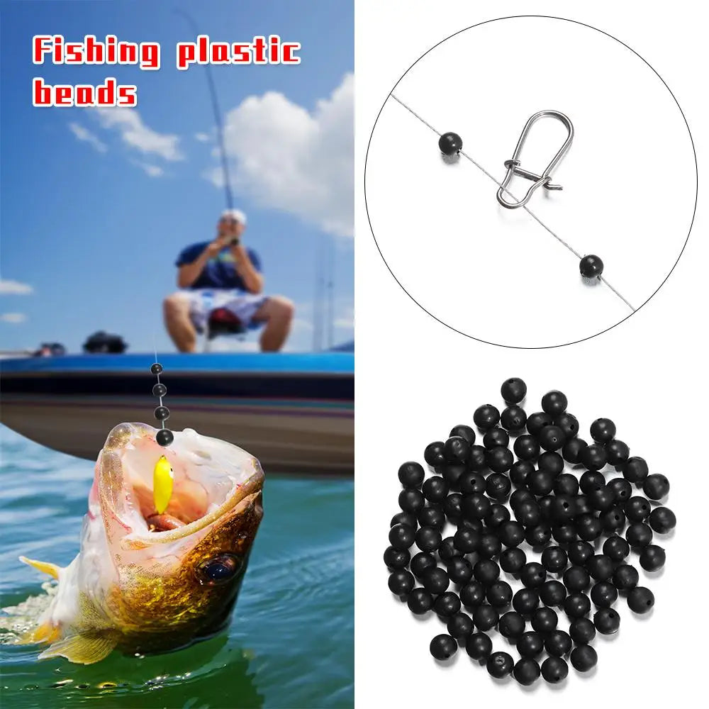 High Quality Plastic Stoppers Night Black Fishing Floats Beads Round Soft and hard bean Quake