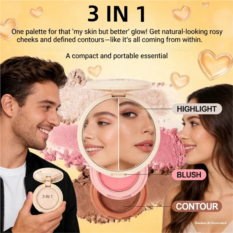 Miss Lara 3-Layer Makeup Palette High-Gloss Blush Pearlescent Matte Finish Multifunctional Valentine's Day Gift for Women Quake