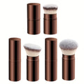 3pcs Professional Extendable Face Makeup Brushes, Blush Powder Foundation Brushes, Synthetic Soft Brushes For Liquid Cosmetics Quake Chocolate