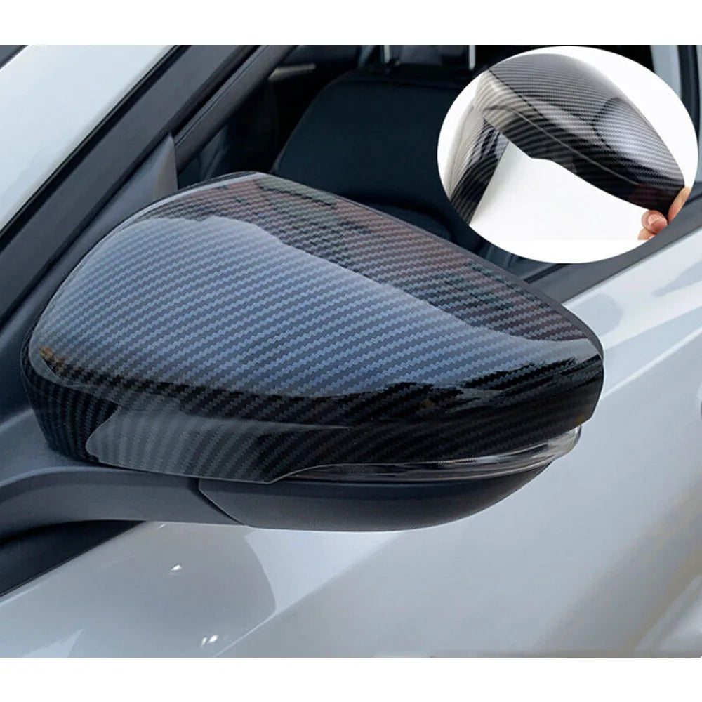 For Ford Focus MK4 2019-2023 LHD Rearview Side Mirror Cover Wing Cap Replacement Exterior Door Rear View Case Trim Carbon Fiber Quake