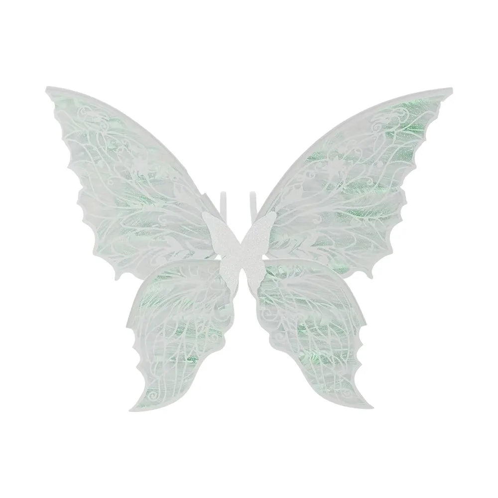 Cute Princess Angel Wing Fairy Wings Organza Dress UP Angel Wings Sparkling Cicada Wing for Women Girls Quake White