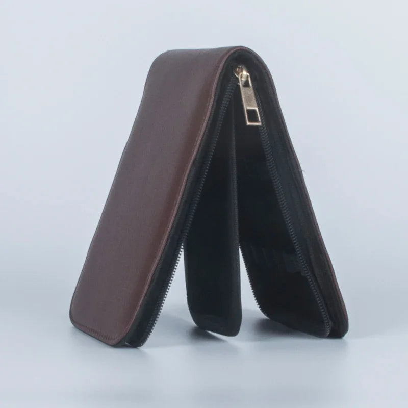 1pcs Special Style Black Pen Or Roller Ball Fountain Pen Leather Case for Only 12 Pen Storage Bag Office Business People Quake